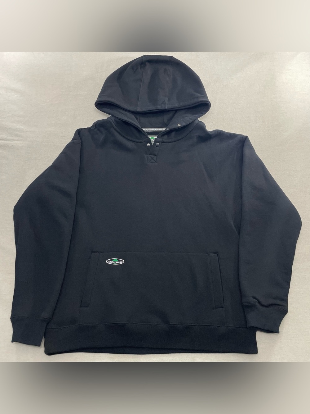 Arborwear Double Thick Hoodie Mens XL Black Heavyweight Henley Snap Workwear
